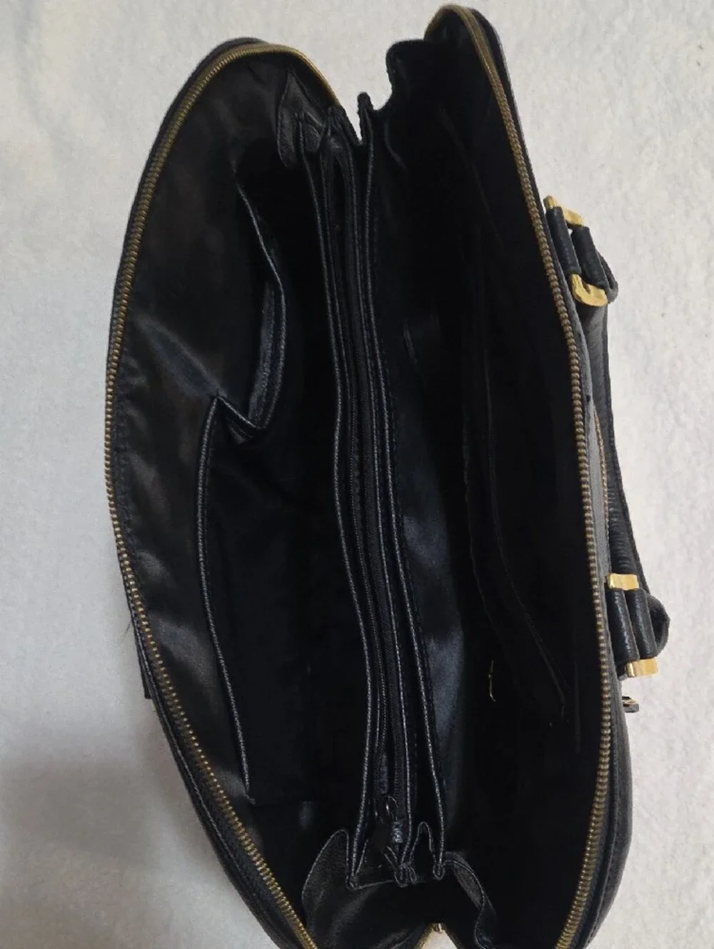 Joy And Iman Purse Black Dome Satchel with Gold Accents